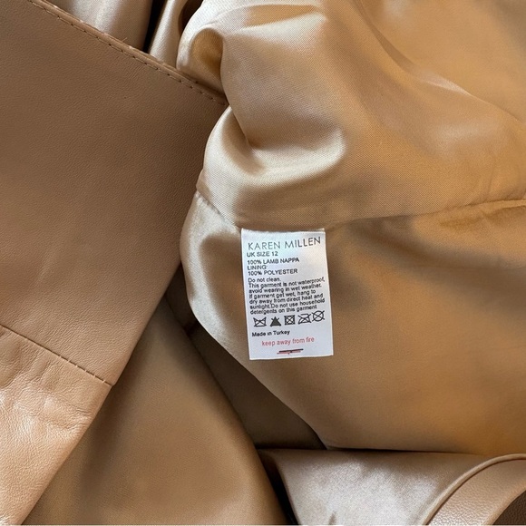 Karen Millen Leather Pencil Belt Feature Skirt with Slit In Tan Size US 8 Rare! - Picture 12 of 12